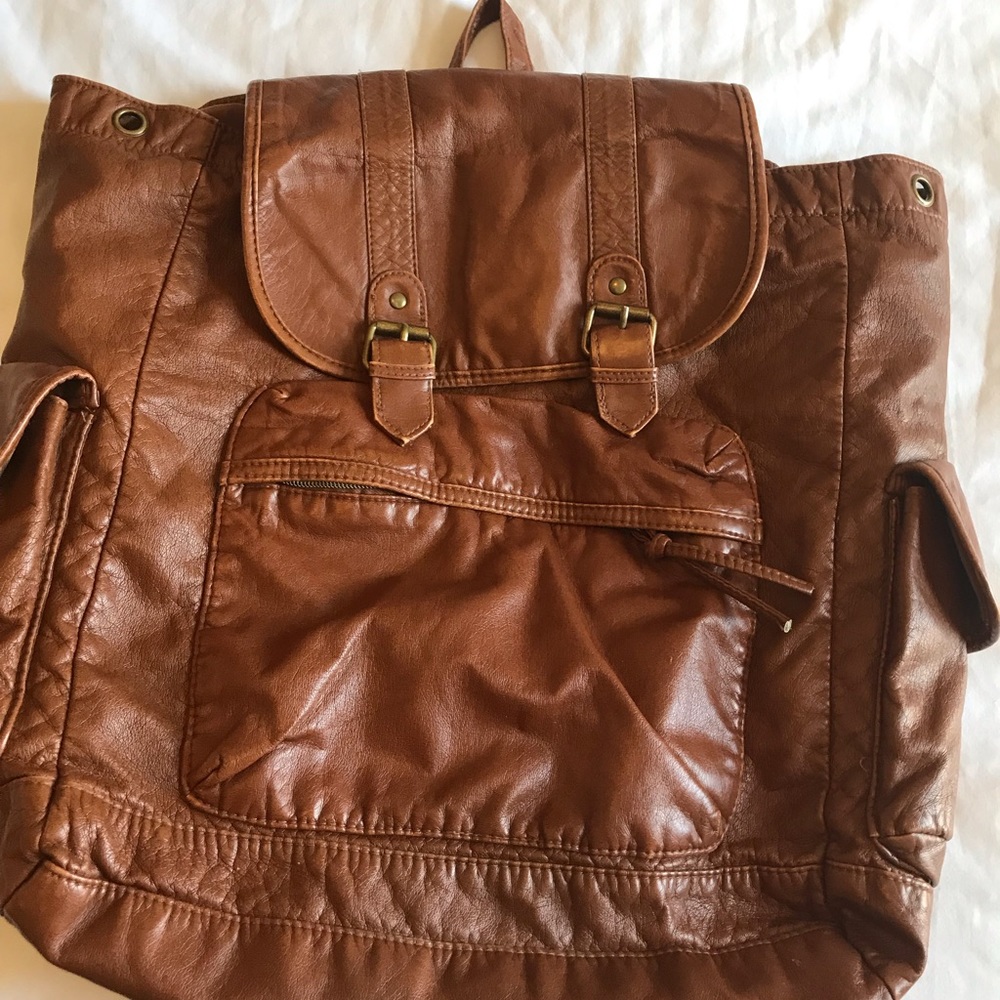 Leather backpack purse